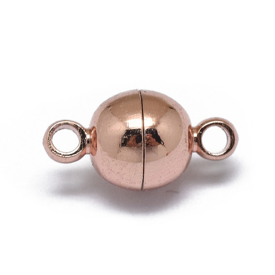 Magnetic Clasp - Small Round 11.5mm x 6mm with loops Rose Gold - 4 pack - N45 Grade Strong Magnet, Long-Lasting Plated