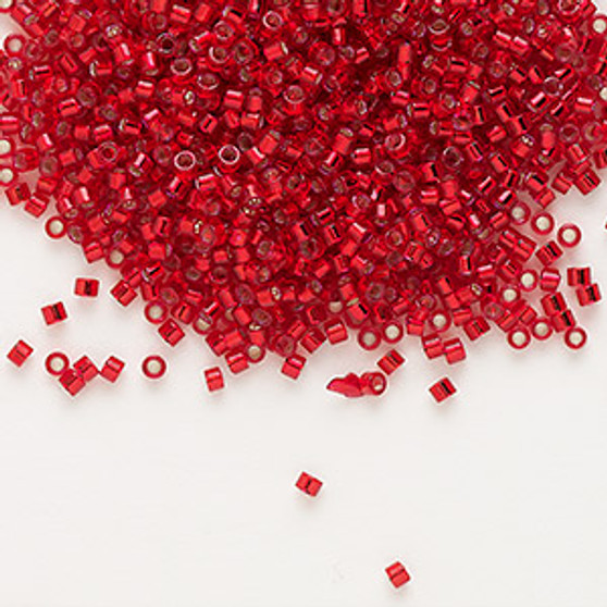 DB0602 - 11/0 - Miyuki Delica - Transparent Silver Lined Red - 50gms - Cylinder Seed Beads