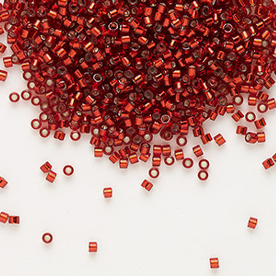 DB0603 - 11/0 - Miyuki Delica - Transparent Silver Lined Dark Red - 50gms - Cylinder Seed Beads