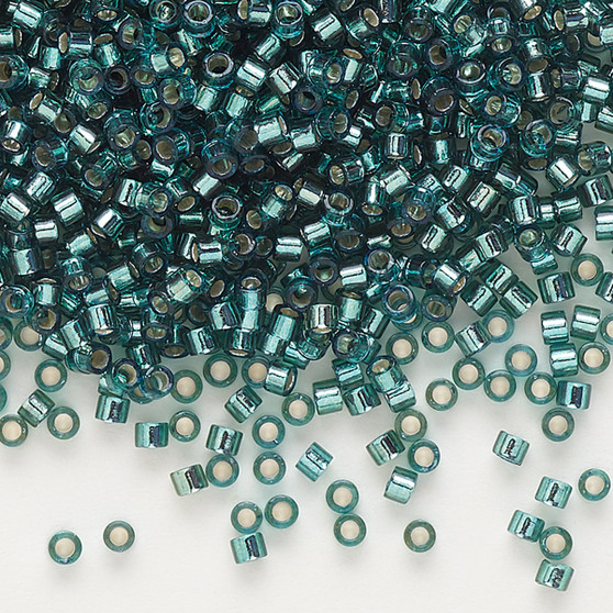 DB0607 - 11/0 - Miyuki Delica - Transparent Silver Lined Teal - 50gms - Cylinder Seed Beads