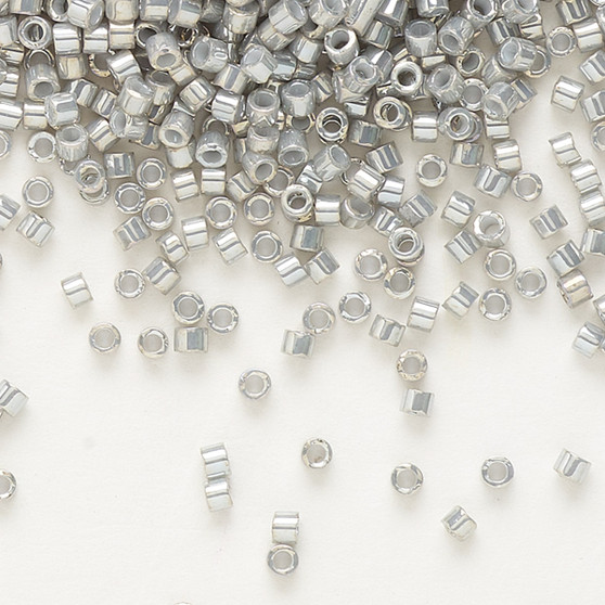 DB0251 - 11/0 - Miyuki Delica - opaque white gold luster rainbow grey-gold - 50gms - Cylinder Seed Beads