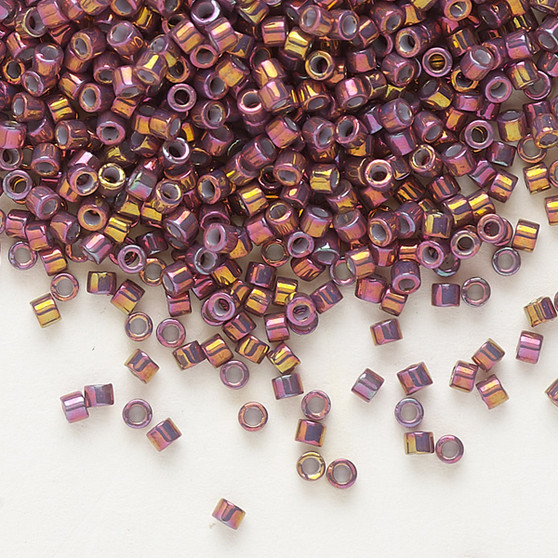 DB1013 - 11/0 - Miyuki Delica - opaque metallic gold luster rainbow strawberry - 50gms - Cylinder Seed Beads