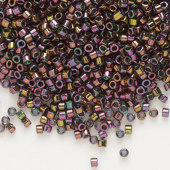 DB0127 - 11/0 - Miyuki Delica - transparent green gold luster rainbow olive gold - 50gms - Cylinder Seed Beads