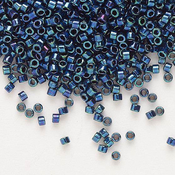 DB1005 - 11/0 - Miyuki Delica - opaque metallic gold luster rainbow purple blue - 7.5gms - Cylinder Seed Beads