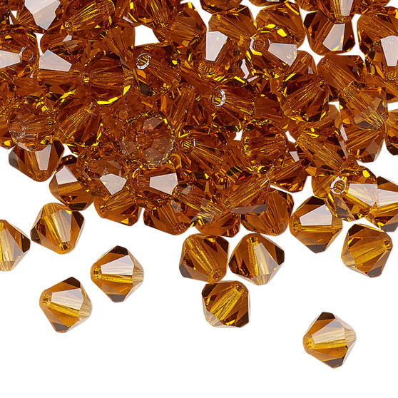 6mm - Preciosa Czech - Topaz - 144pk - Faceted Bicone Crystal