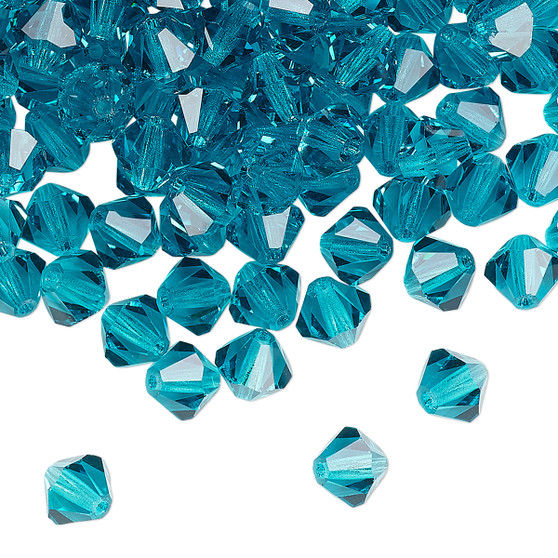6mm - Preciosa Czech - Blue Zircon - 144pk - Faceted Bicone Crystal