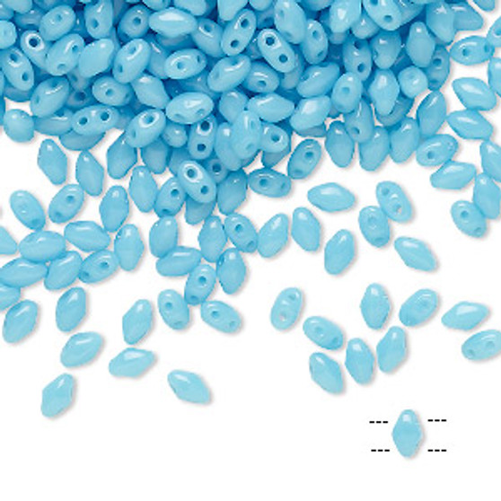 50grams Preciosa Mini Duos 4mm x 2.5mm Oval (Two Hole) Opaque Turquoise Blue