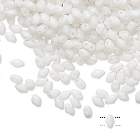 50grams Preciosa Mini Duos 4mm x 2.5mm Oval (Two Hole) Opaque White