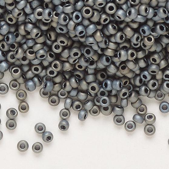 11-2002 - 11/0 - Miyuki - Opaque Matte Metallic Silver Grey - 25gms - Glass Round Seed Bead