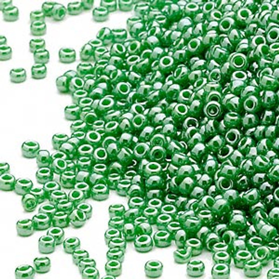 15-431 - 15/0 - Miyuki - Opaque Luster Green - 35gms Glass Round Seed Beads