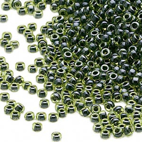 15-1816 - 15/0 - Miyuki - Transparent Colour Lined Olive Green - 35gms Glass Round Seed Beads