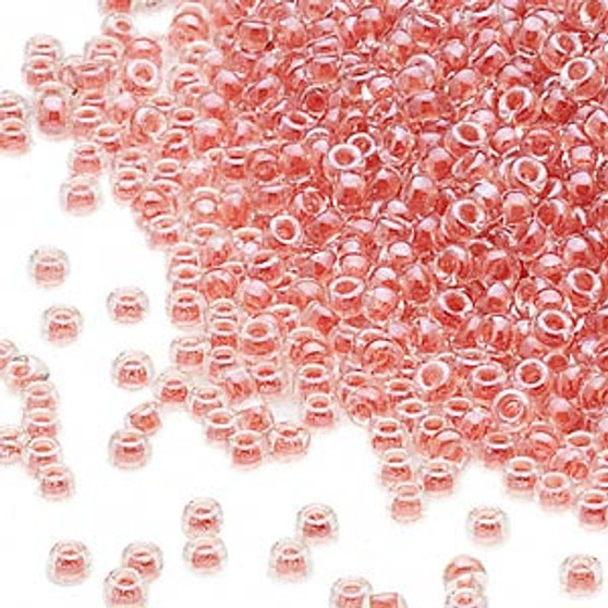 15-214 - 15/0 - Miyuki - Transparent Colour-Lined Luster Peach - 35gms Glass Round Seed Beads