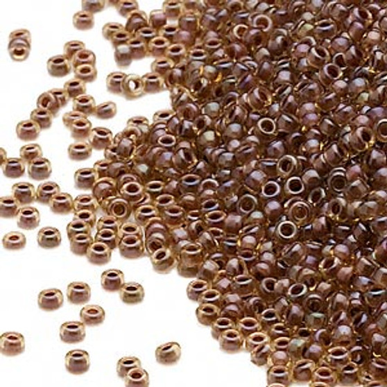 15-379 - 15/0 - Miyuki - Transparent Colour-Lined Fancy Brown - 35gms Glass Round Seed Beads