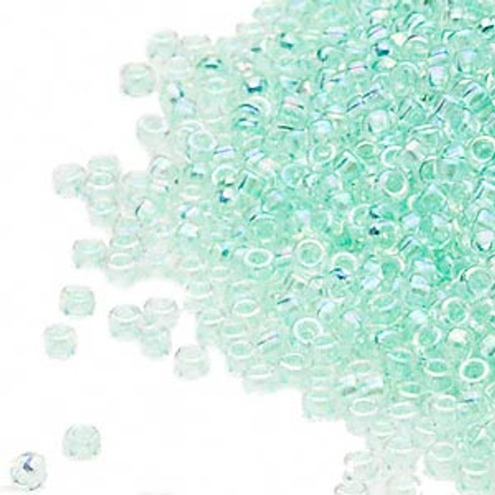 15-271 - 15/0 - Miyuki - Transparent Colour-Lined Rainbow Light Green - 35gms Glass Round Seed Beads