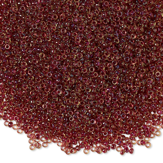 15-336 - 15/0 - Miyuki - Transparent Colour-Lined Fancy Garnet Red - 35gms Glass Round Seed Beads