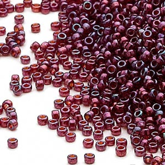 15-313 - 15/0 - Miyuki - Translucent Gold Luster Burgundy - 35gms Glass Round Seed Beads