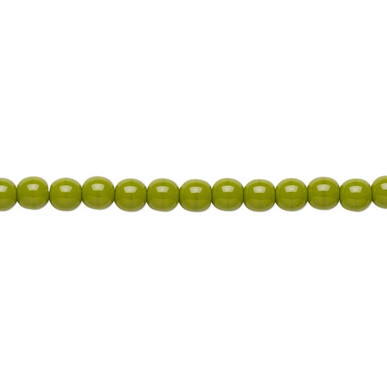4mm - Czech - Opaque Chartreuse - Strand (16") - Glass Druk Round Bead