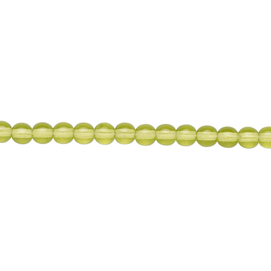 4mm - Czech - Transparent Olivine - Strand (16") - Glass Druk Round Bead