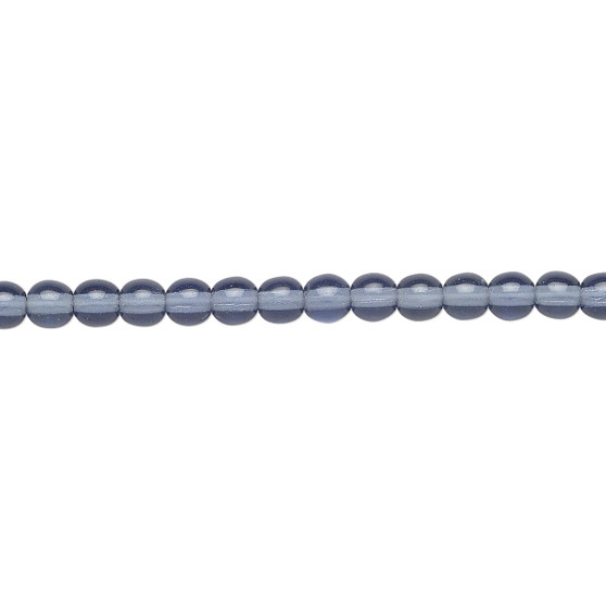 4mm - Czech - Transparent Montana Blue - Strand (16") - Glass Druk Round Bead