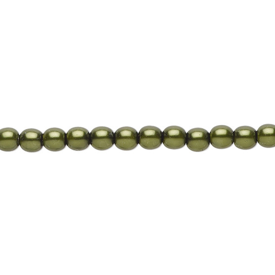 4mm - Czech - Emerald Green - Strand (16") - Glass Druk Pearl Coated Round Bead
