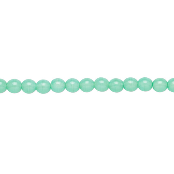 4mm - Czech - Opaque Light Turquoise Blue - Strand (16") - Glass Druk Dipped Décor Round Bead