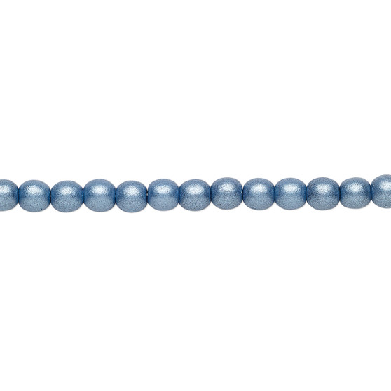 4mm - Czech - Opaque Satin Blue - Strand (16") - Glass Druk Round Bead