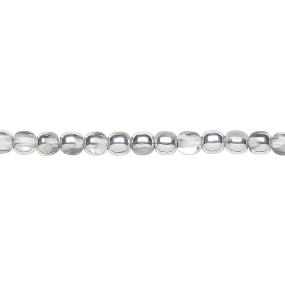 4mm - Czech - Opaque and Transparent Half Coated Silver - Strand (16") - Glass Druk Round Bead