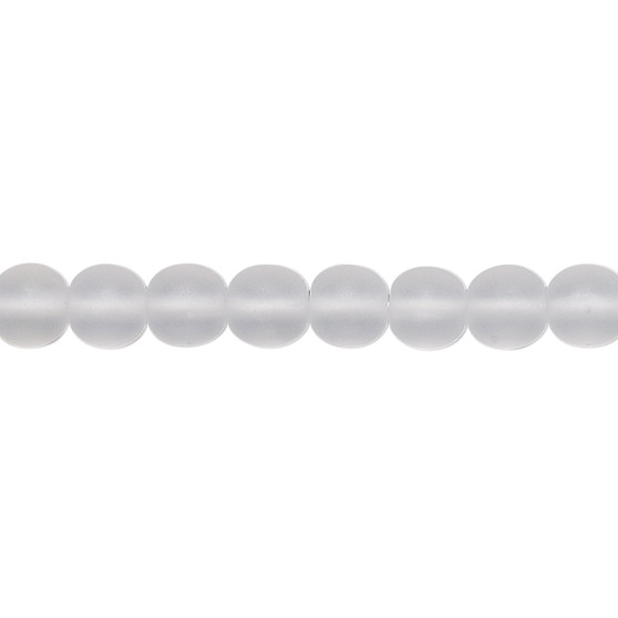 6mm - Czech - Transparent Matte Clear - Strand (16") - Glass Druk Round Bead