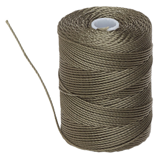 Thread, C-Lon®, nylon. 1 x Spool Size 0.5mm - 92yds (3-ply twisted) Olive
