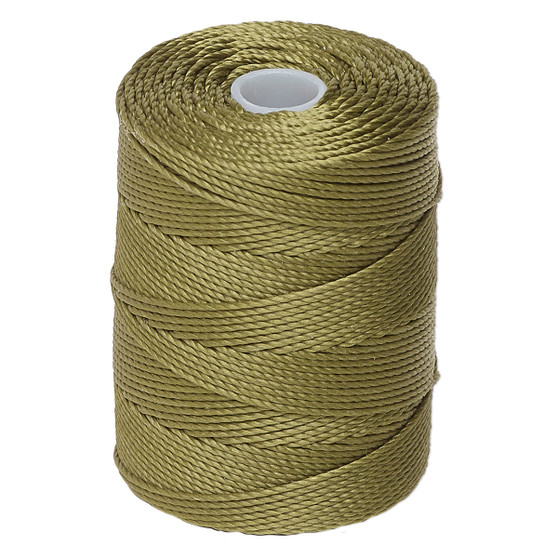Thread, C-Lon®, nylon. 1 x Spool Size 0.5mm - 92yds (3-ply twisted) Olivine