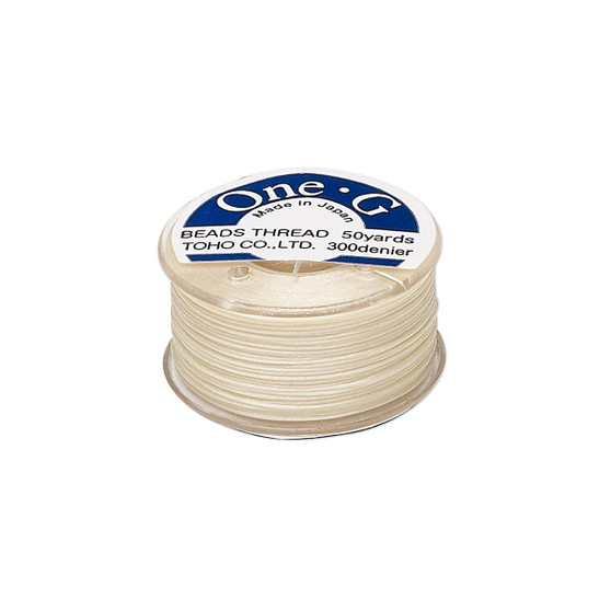 Thread, TOHO BEADS®, One-G™, nylon. 1 x Spool Size O - 50yds Cream