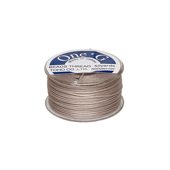 Thread, TOHO BEADS®, One-G™, nylon. 1 x Spool Size O - 50yds Beige