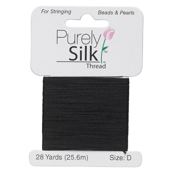 Thread, Purely Silk™, Black. 1 x Card Size D - 28yds