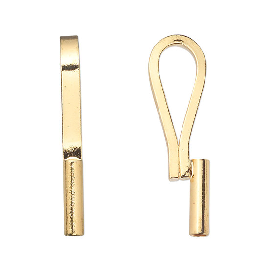 Brooch converter, vertical, gold-plated brass, 32x10mm. Sold per pkg of 10.