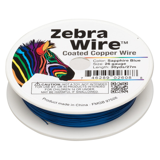 1 x reel of Zebra Wire round - 26 guage (30 yards, 27 metres) Sapphire Blue