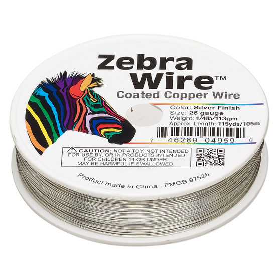 1 x reel of Zebra Wire round - 26 guage (115 yards, 105 metres) Silver