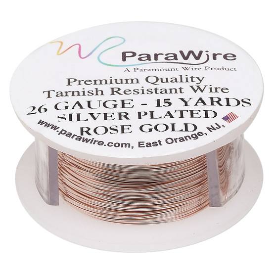 Wire, ParaWire™, rose gold-finished copper, round, 26 gauge. Sold per 15-yard spool.
