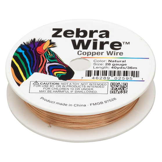 1 x reel of Zebra Wire round - 28 guage (40 yards, 36 metres) Copper