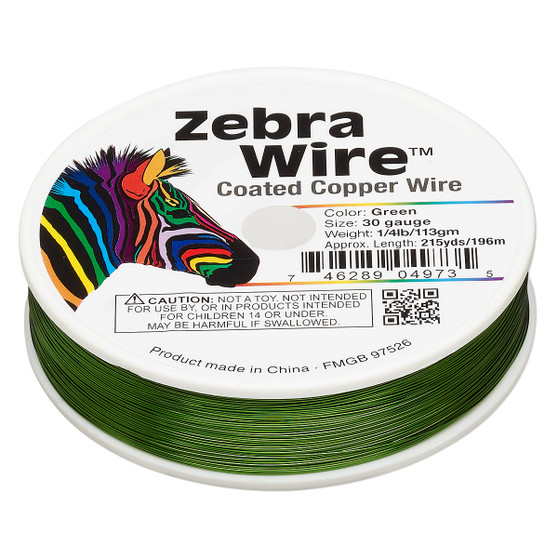 1 x reel of Zebra Wire round - 30 guage (215 yards, 196 metres) Green
