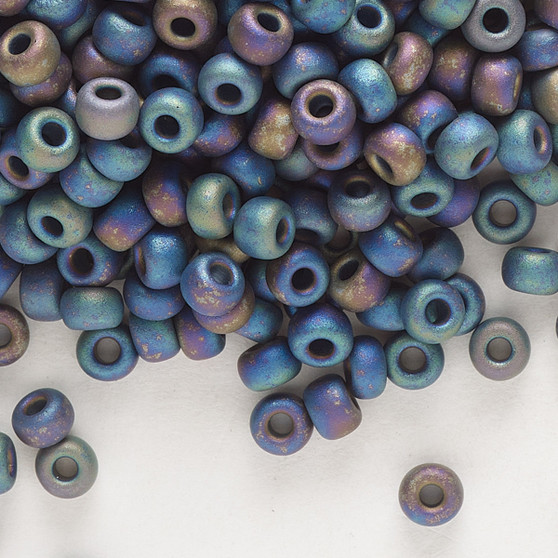 8-401FR - 8/0 - Miyuki - Opaque Matte Rainbow Black - 50gms - Glass Round Seed Bead