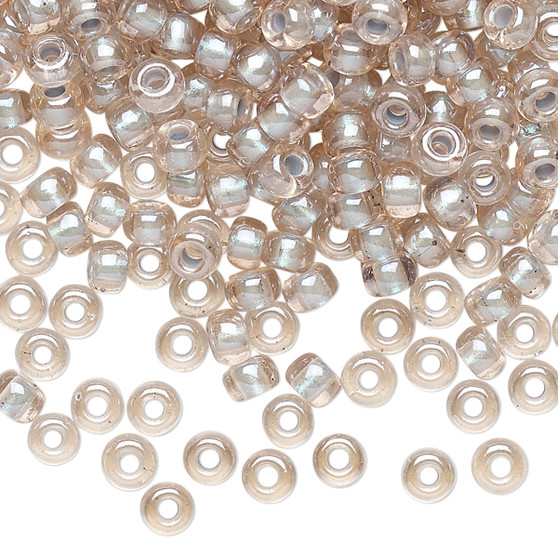 6-4615 - 6/0 - Miyuki - Translucent Pearlized Pink Colour Lined Light Blue - 25gms - Glass Round Seed Bead
