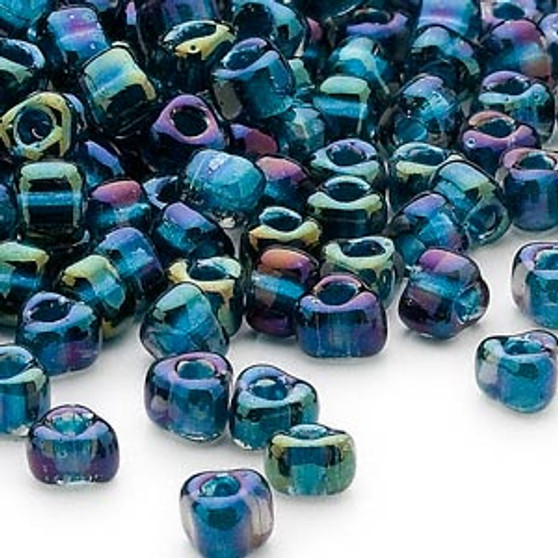 TR5-1831 - Miyuki - #5 - Transparent Blue Colour Lined Metallic Blue - 25gms - Triangle Glass Bead