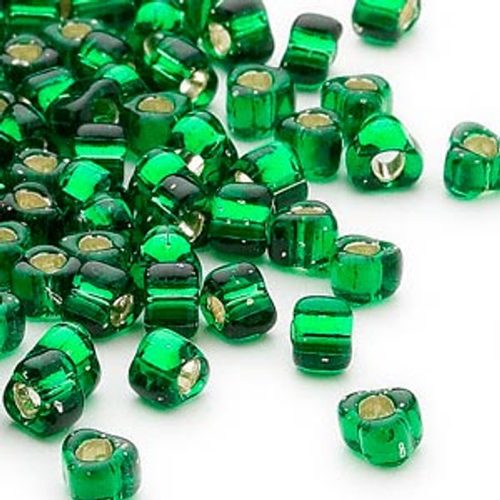 TR5-1802 - Miyuki - #5 - Silver Lined Translucent Kelly Green - 25gms - Triangle Glass Bead