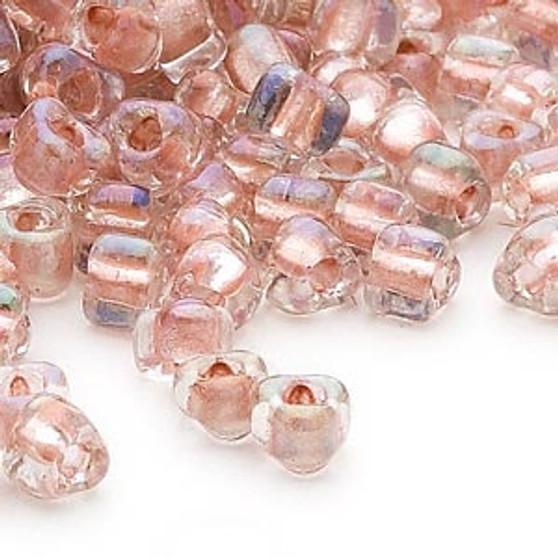 TR5-1134 - Miyuki - #5 - Transparent Clear Colour Lined Lt Rose - 25gms - Triangle Glass Bead