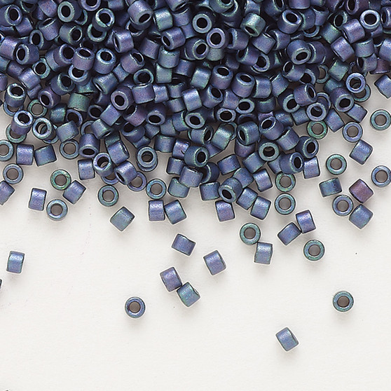 DB1054 - 11/0 - Miyuki Delica - Opaque Matte Metallic Gold Luster Rainbow Purple - 50gms - Cylinder Seed Beads