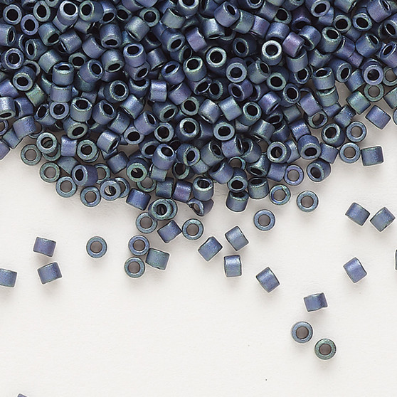 DB1052 - 11/0 - Miyuki Delica - Opaque Matte Metallic Gold Luster Rainbow Lavender Blue - 7.5gms - Cylinder Seed Beads