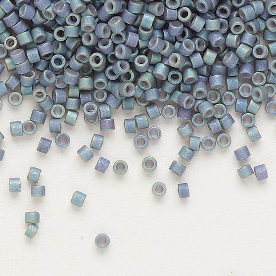 DB1063 - 11/0 - Miyuki Delica - Opaque Matte Metallic Gold Luster Rainbow Blue Violet - 7.5gms - Cylinder Seed Beads
