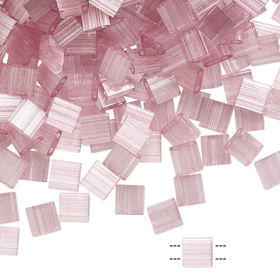 TL2597 - Miyuki Tila - Semi-Transparent Silk Luster Purple - 10gms - Two Hole Square glass beads