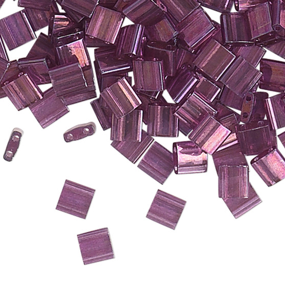 TL316 - Miyuki Tila - Transparent Luster Light Amethyst Gold - 10gms - Two Hole Square glass beads