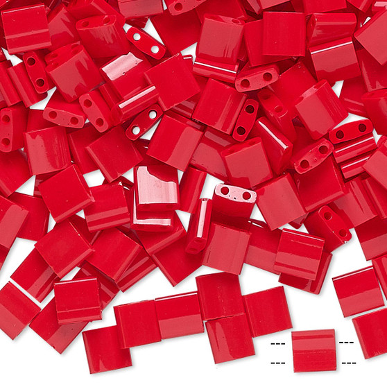 TL408 - Miyuki Tila - Opaque Red - 10gms - Two Hole Square glass beads
